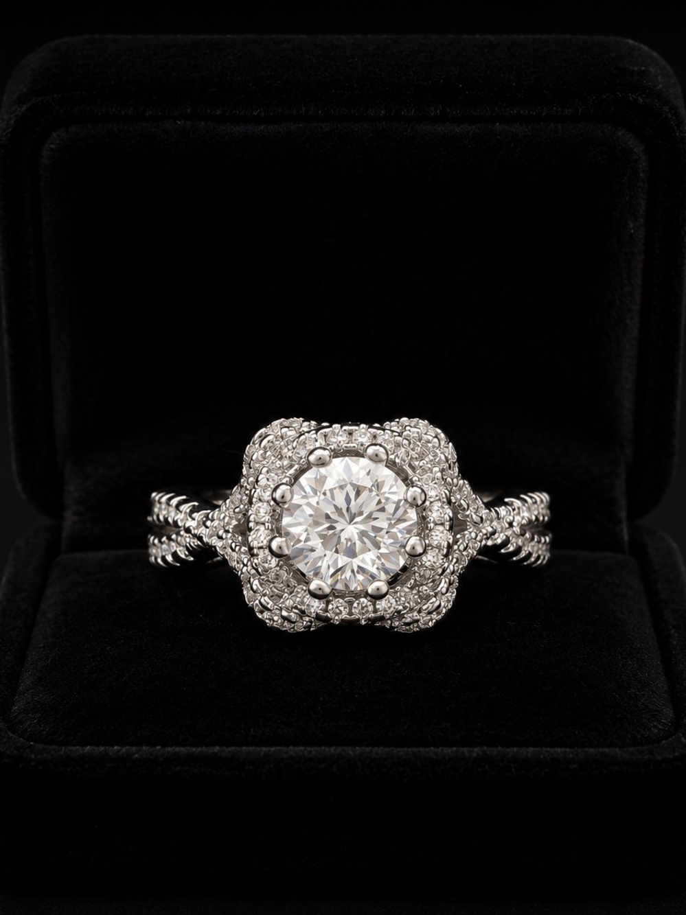 ct moissanite halo ring size 7 with GRA paperwork